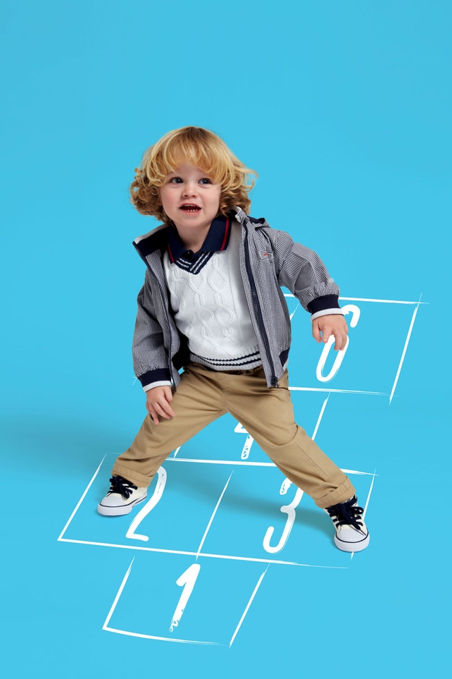 BB pique polo knit & vest €9 Not Portugal.BB jacket €11 Not Denmark portugal Chinos €5 Yb pu high top €9