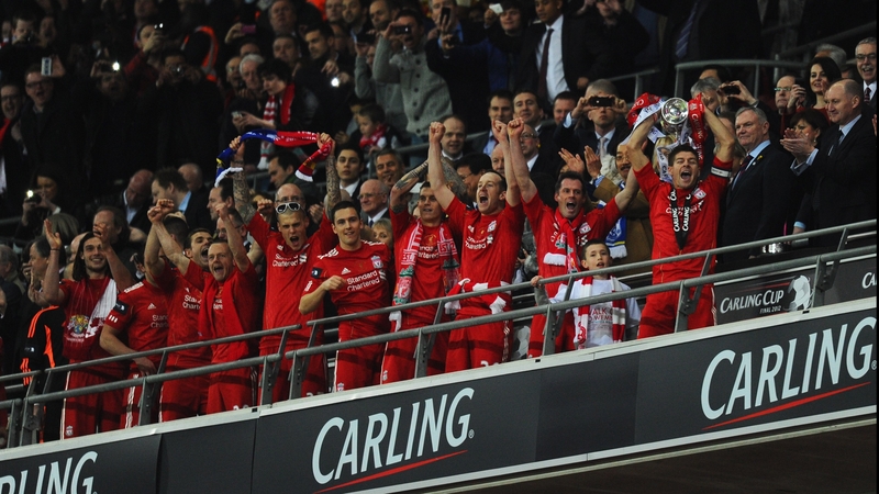 Liverpool captain Steven Gerrard lifts the Carling Cup trophy