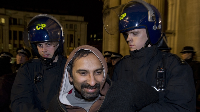 The evictions began just after midnight