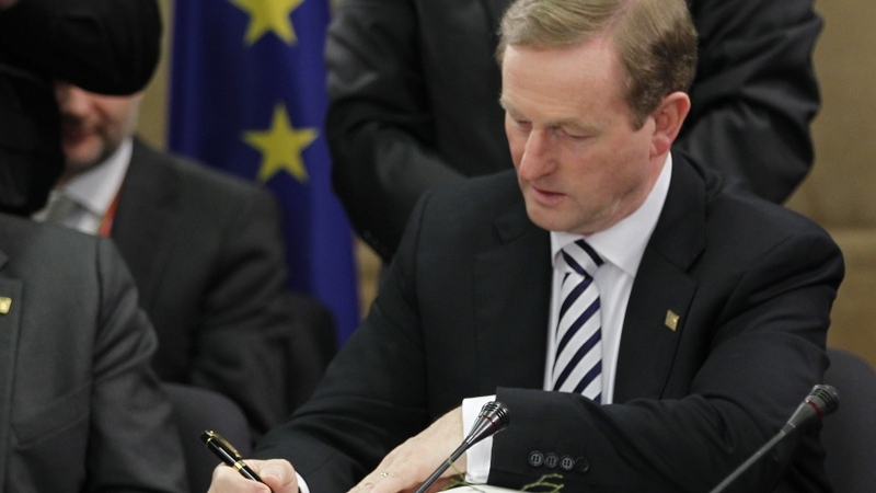 Enda Kenny signed the treaty in Brussels this morning