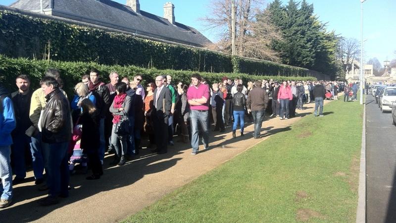 People queueing outside the exhibition this morning - (Credit: Joe Mag Raollaigh)