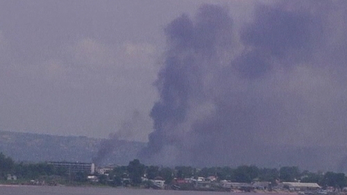 Huge plumes of smoke have been seen rising from Brazzaville