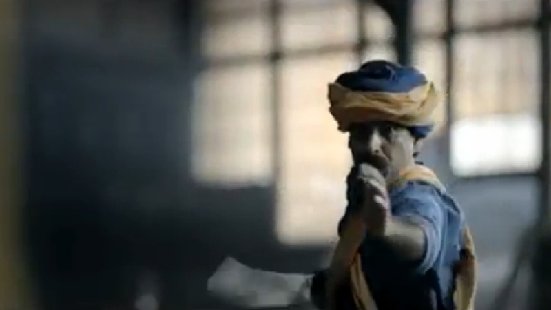 The ad featured an Indian-looking man practising kalaripayattu