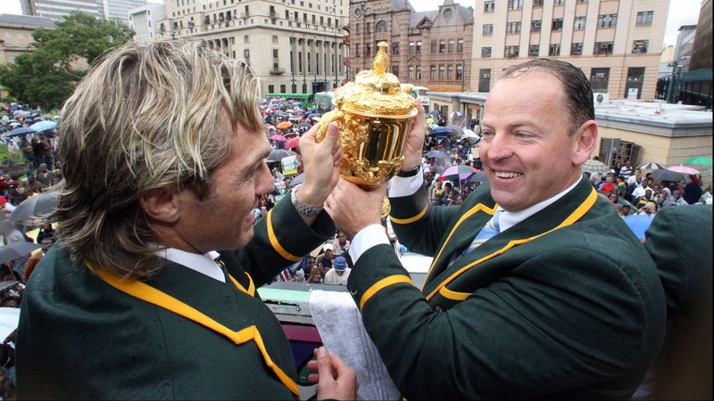 World Cup winning coach Jake White, pictured with the Webb Ellis trophy, is interested in the England job