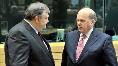 Greece's Evangelos Venizelos and Michael Noonan among finance ministers meeting today