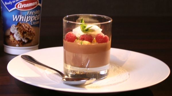 Chocolate Orange Pot, Raspberries and Fresh Cream