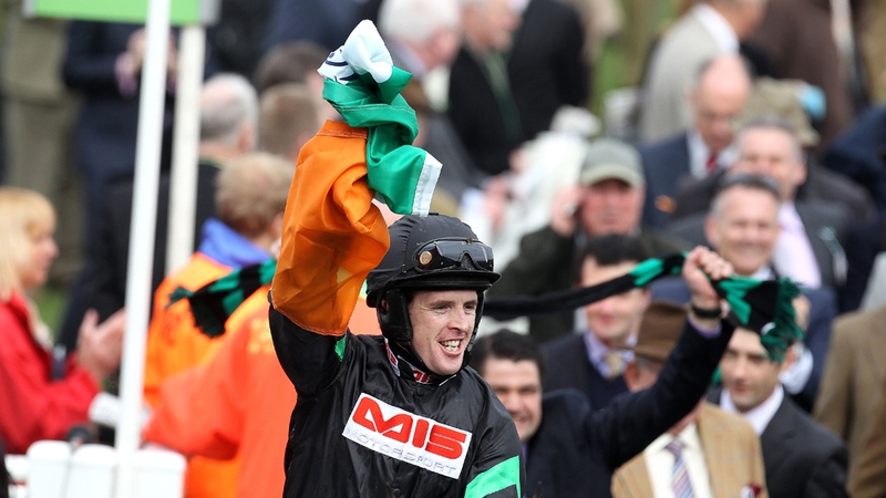 Jason Maguire celebrating a 2012 win at Cheltenham
