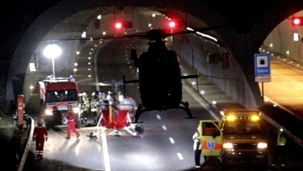 Eight helicopters took the injured to hospital