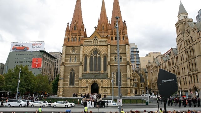 A view of St Paul's Cathedral as the coffin is carried out