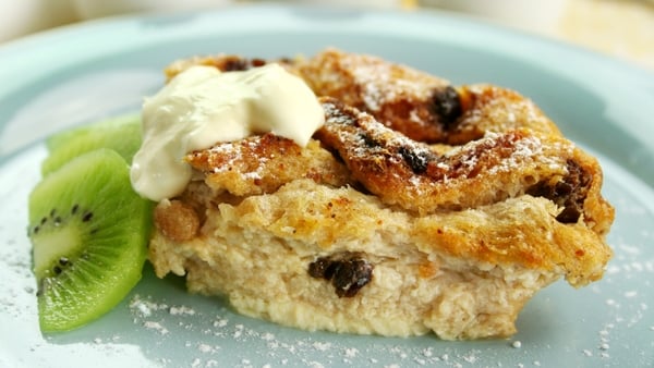 Chocolate croissant bread and butter pudding