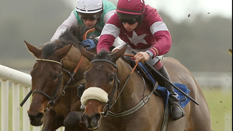 Crash (R) runs in the Hugh McMahon Memorial Novice Chase