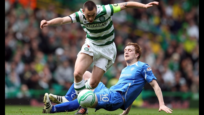 Scott Brown in action for Celtic against St Johnstone today