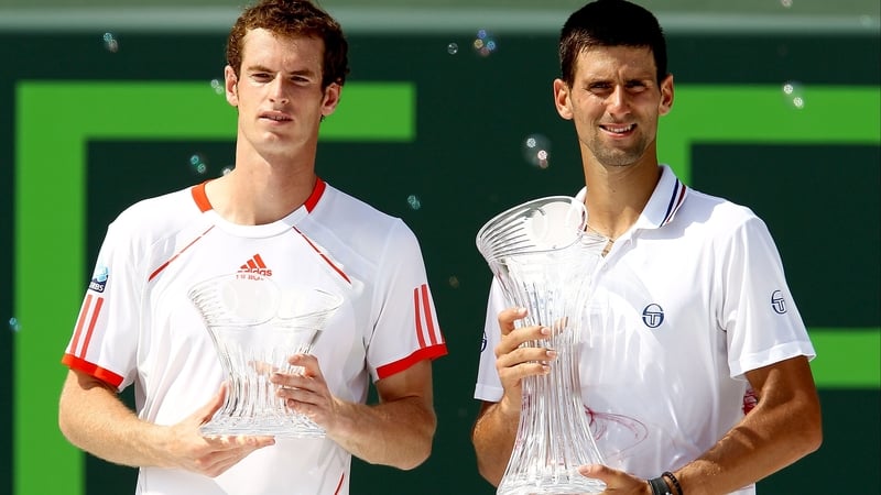 Novak Djokovic (r) earned his first victory since the Australian Open by beating Andy Murray in straight sets in the Sony Ericsson Open