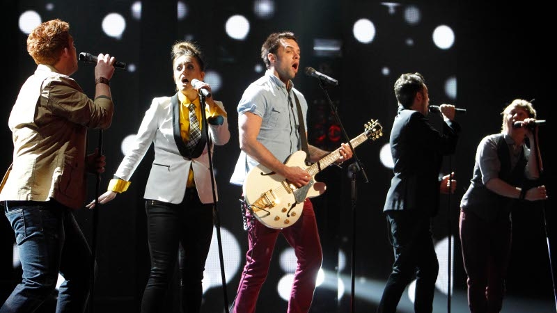 Team Bressie rocking out on stage