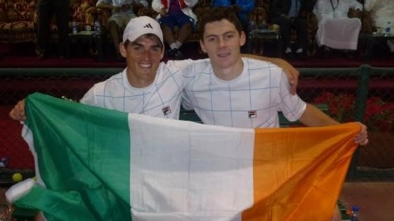 James McGee and Sam Barry following their doubles win in Bahrain