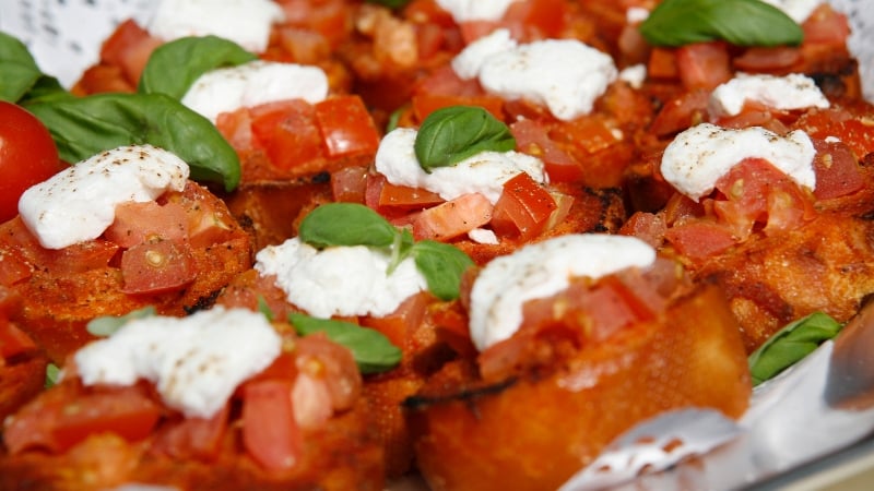 Clodagh McKenna's Goat's Cheese, Roast Red Pepper and Watercress Bruschetta