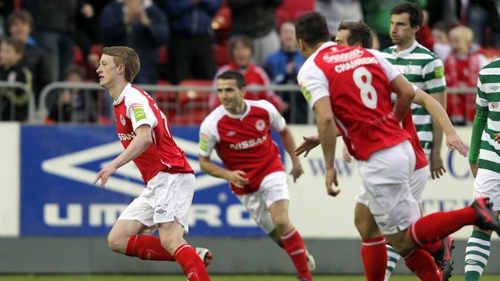 Chris Forrester after scoring the opening goal against Shamrock Rovers