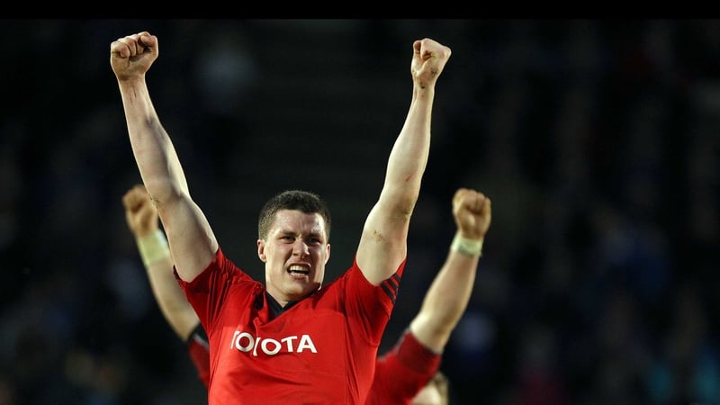 Munster second row Ian Nagle celebrates at the end of extra time