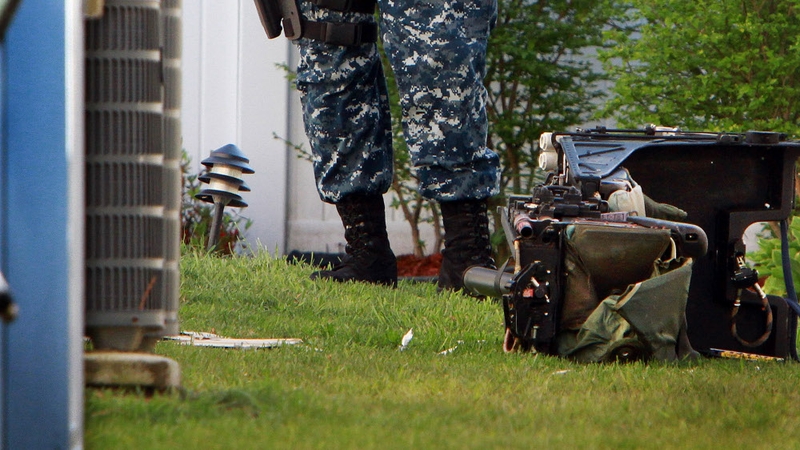 Ejector seat lies in a garden