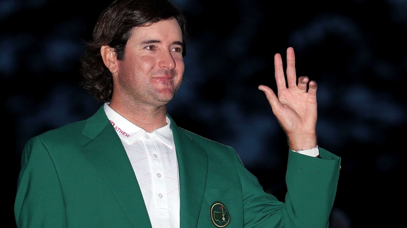 Bubba Watson poses in his Green Jacket as a major winner and Masters Champion