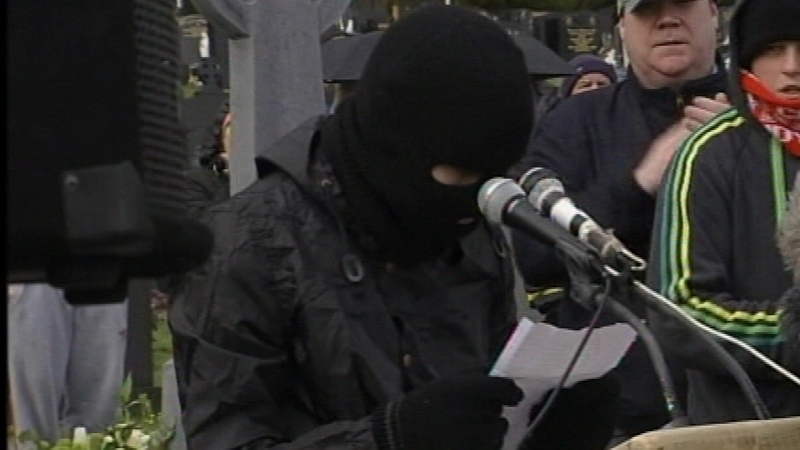 A masked man made a statement on behalf of the Real IRA