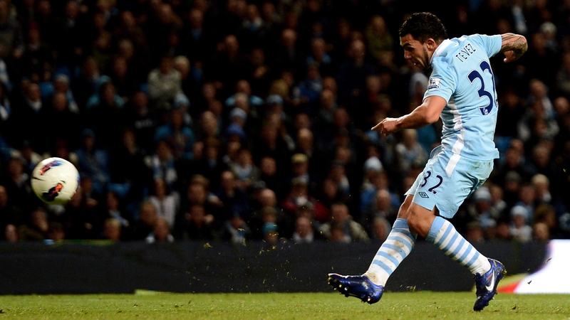 Carlos Tevez scored his first goal since his return to Manchester City