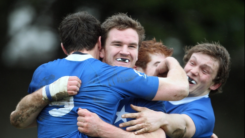 Mark Sexton, brother of Ireland international Jonathan, celebrates a try during Mary's narrow victory over Garryowen