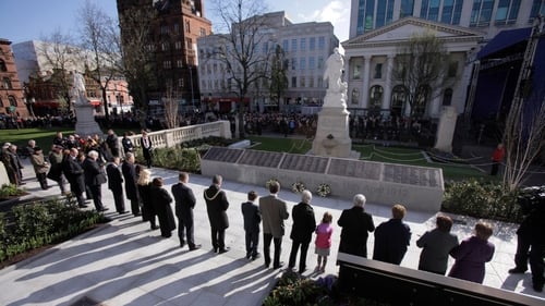 A minute's silence was observed after wreaths were laid at the memorial