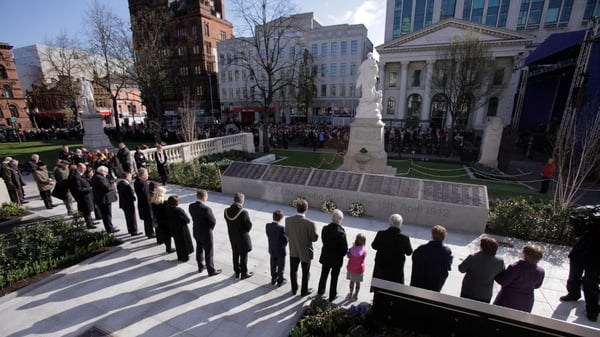 A minute's silence was observed after wreaths were laid at the memorial