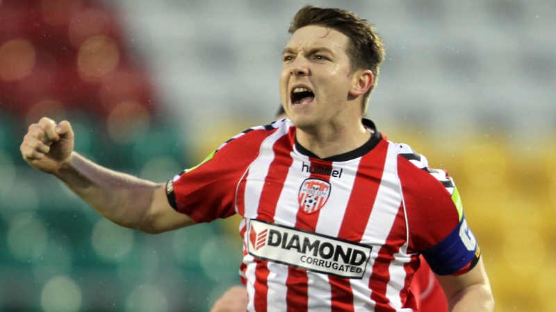 Kevin Deery celebrates his opener against Shamrock Rovers