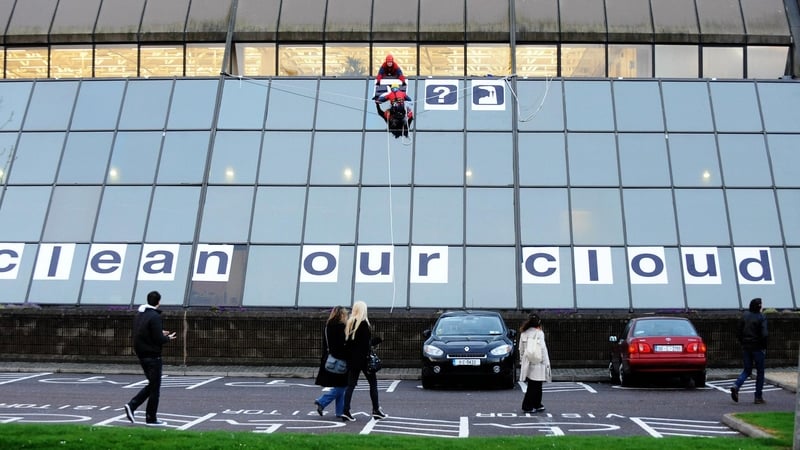 The protesters went on to the roof of the Apple building in Cork