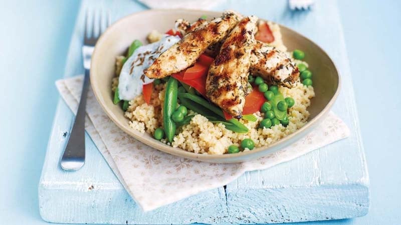 Seared Chicken with Mint Yogurt Dressing