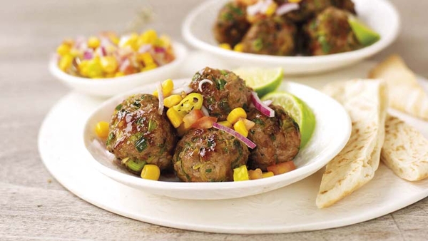 Sweet Chilli Turkey Balls with Sweetcorn Salsa