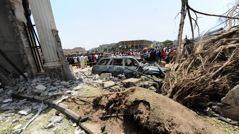 The bomb scene at the This Day premises in Abuja