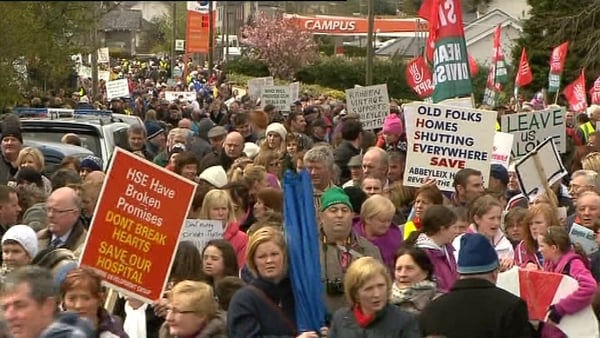 Around 3,000 people took part in the protest against the proposed closure of the hospital unit