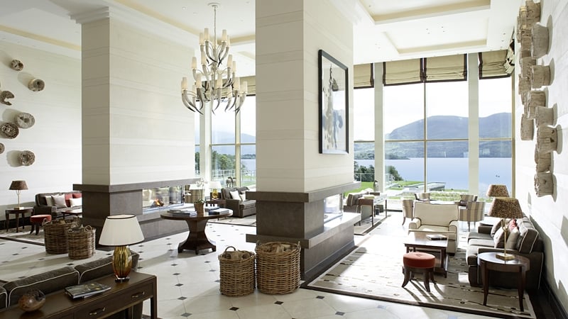 The view through the floor-to-ceiling lobby window was stunning