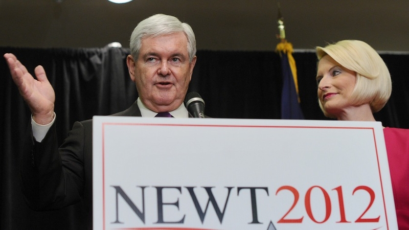 Newt Gingrich addressed the media and supporters in Arlington, Virginia today