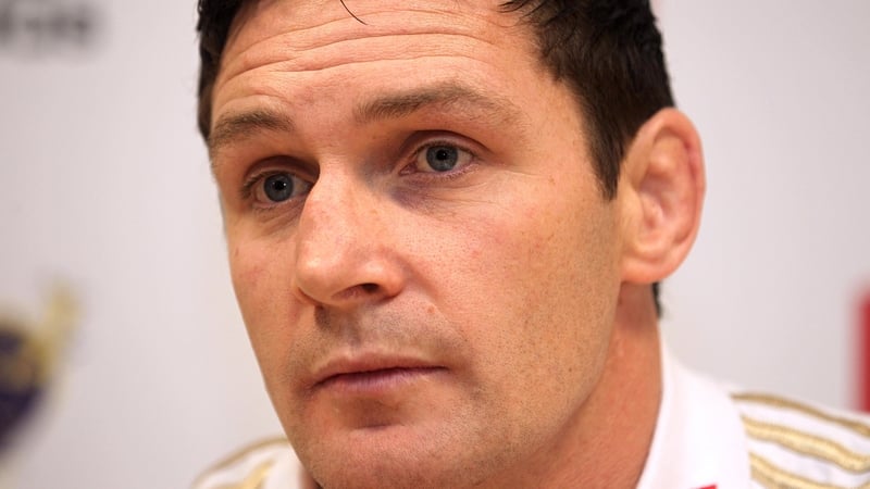 David Wallace at today's press conference, where he announced his retirement