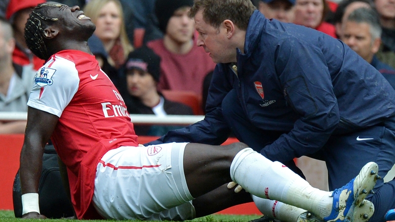 Bacary Sagna suffered his second broken leg of a luckless season against Norwich