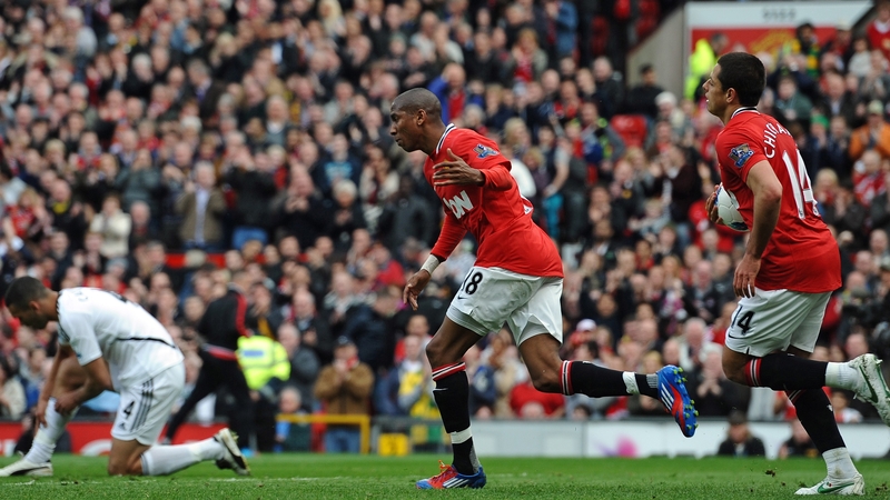 Ashley Young was one of the Manchester United goalscorers as they tried to close the gap in goal difference
