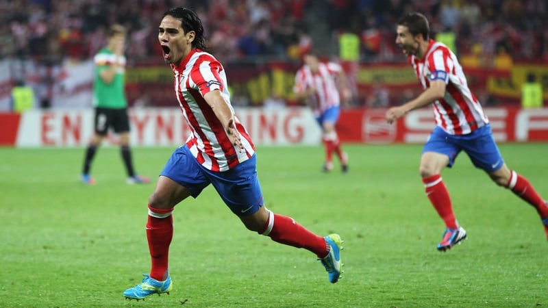 Falcao celebrates his first goal after only seven minutes