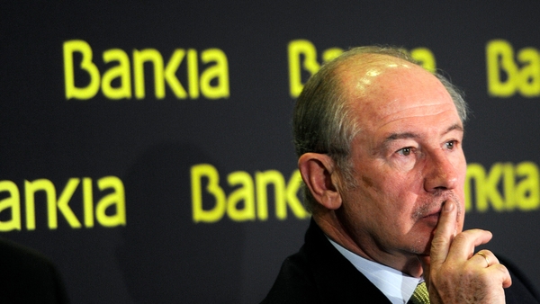 Bankia's former chairman Rodrigo Rato gives a press conference to announce the 2011 annual results in Madrid in February