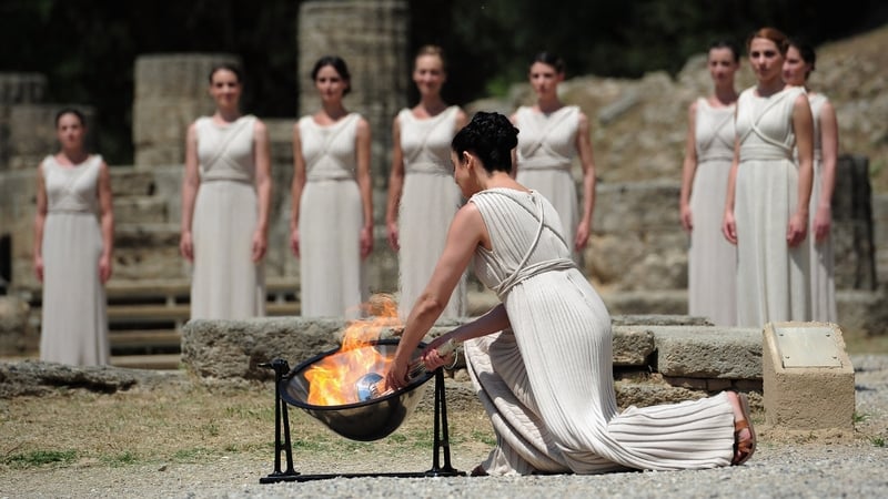 The ceremony took place in the ruins of the 2,600-year-old Temple of Hera