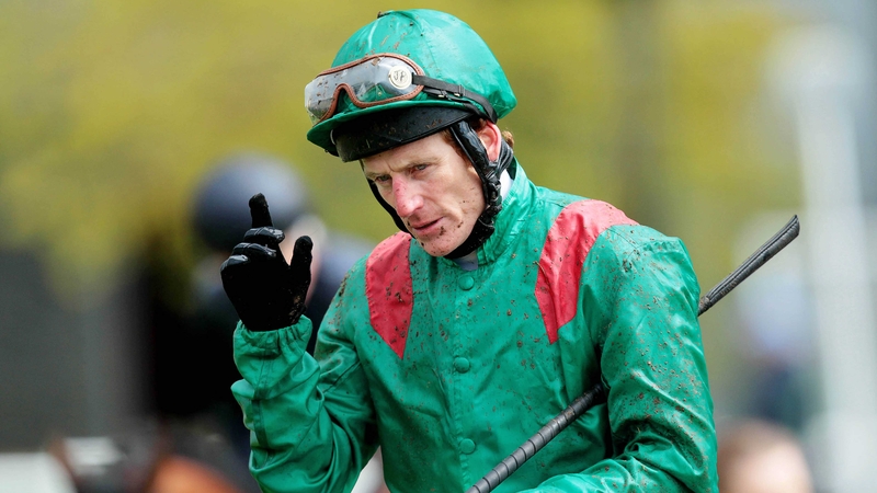 Johnny Murtagh in the parade ring after winning The Dylan Thomas European Breeders Fund Tetrarch Stakes on Takar