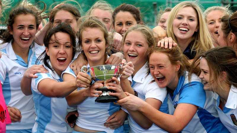 UCD women's team celebrate victory in the Electric Ireland Irish Senior Cup