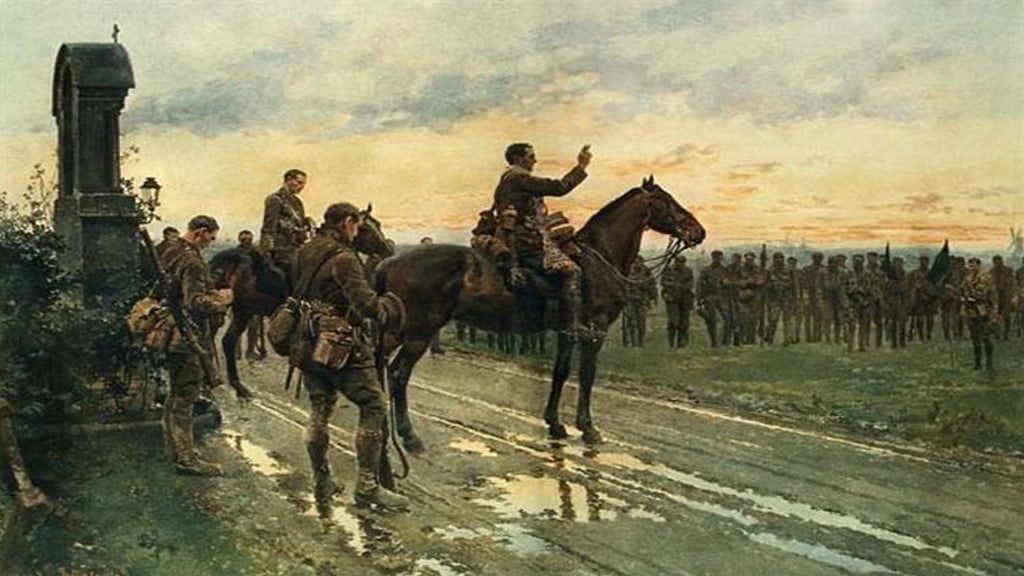 Father Gleeson Addresses the Munster Fusiliers 1915 
By kind permission of Dublin Diocesan Archives