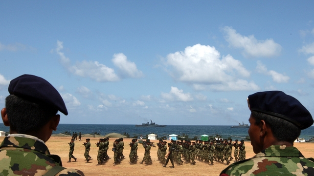 Military parade rehearsals ahead of the third anniversary of the end of the civil war and the defeat of the separatist Tamil Tiger rebels in Sri Lanka
