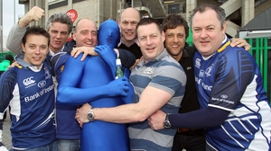 Leinster fans gear up for the game outside Twickenham