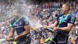 Isa Nacewa and Jamie Heaslip celebrate