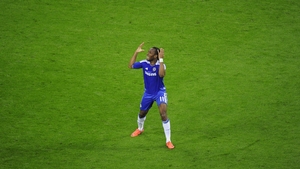 Drogba celebrates after his equalising goal on 88 minutes